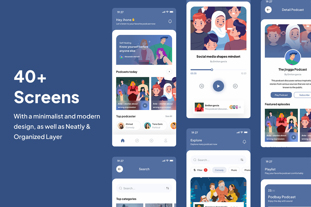 Podbay - Podcast App UI Kits, an App Template by Minialis (Photo 2 of 6)