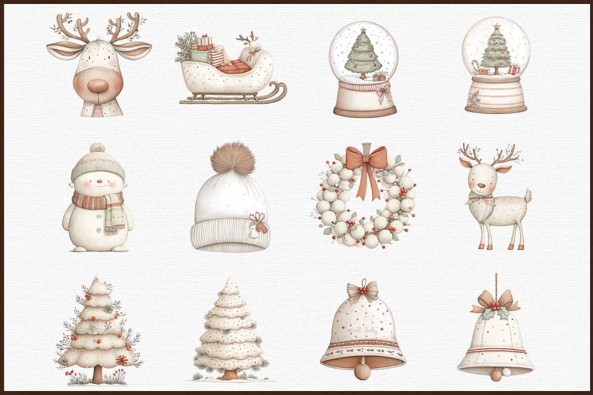 Cozy White Christmas Clipart Set, an Illustration by Sublimation Artist (Photo 3 of 6)