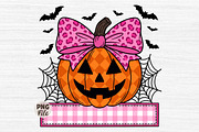 Girl Cheetah Bow Jack-o-Lantern PNG, a Seasonal Illustration by Libby Wishes (Thumbnail 1 of 3)