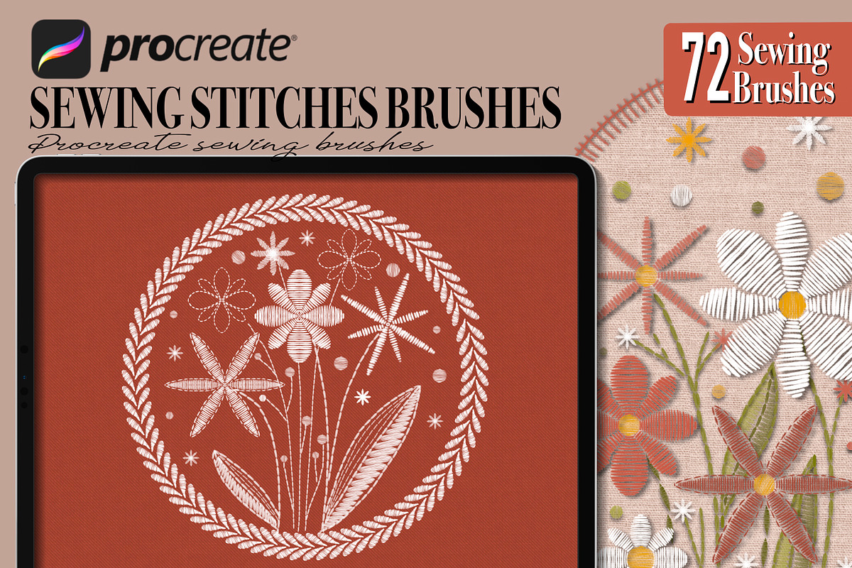 Sewing stitch brushes for Procreate, a Brush Add-On by PDknyStudio (Photo 7 of 8)