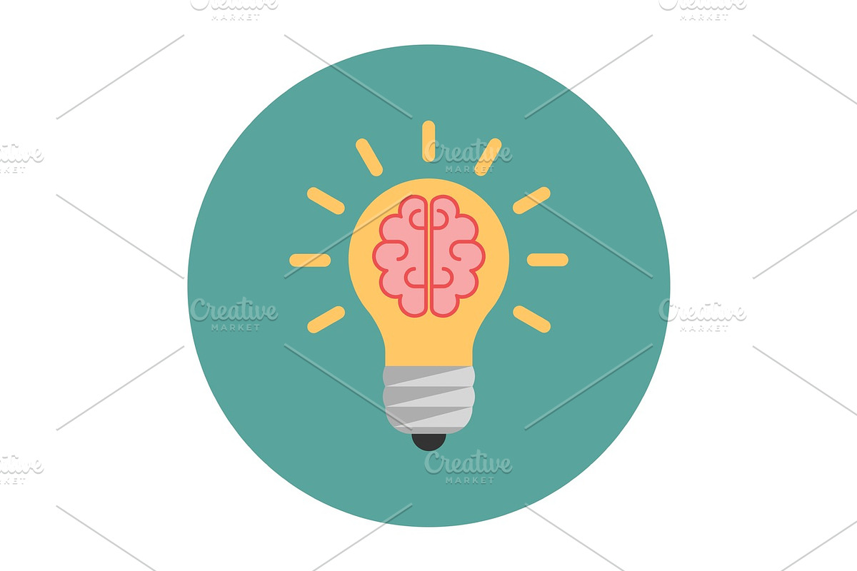 Light bulb with a brain inside, a Technology Illustration by Saggitarius