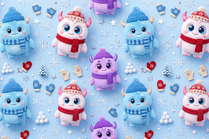 3D Cartoon Winter Monster Background