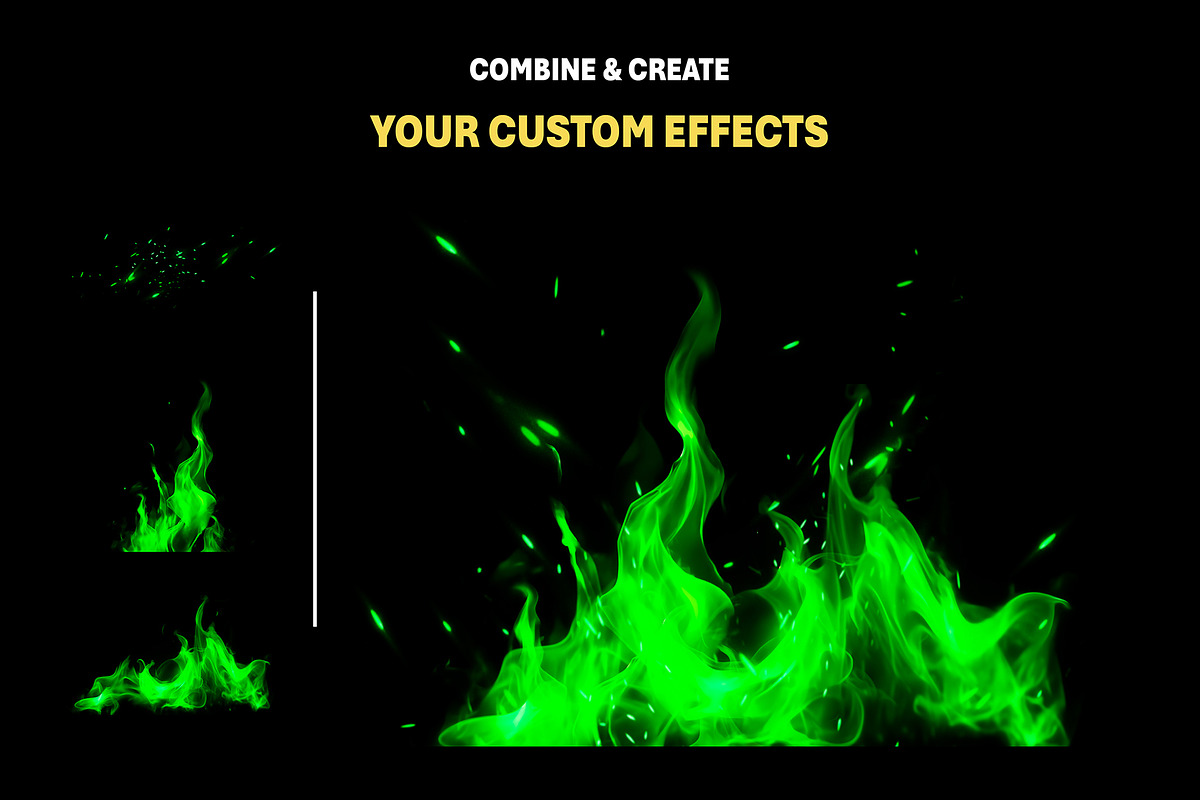 90+ Green Fire Overlay Effects, an Object Graphic by Mikel Blazgad (Photo 6 of 10)