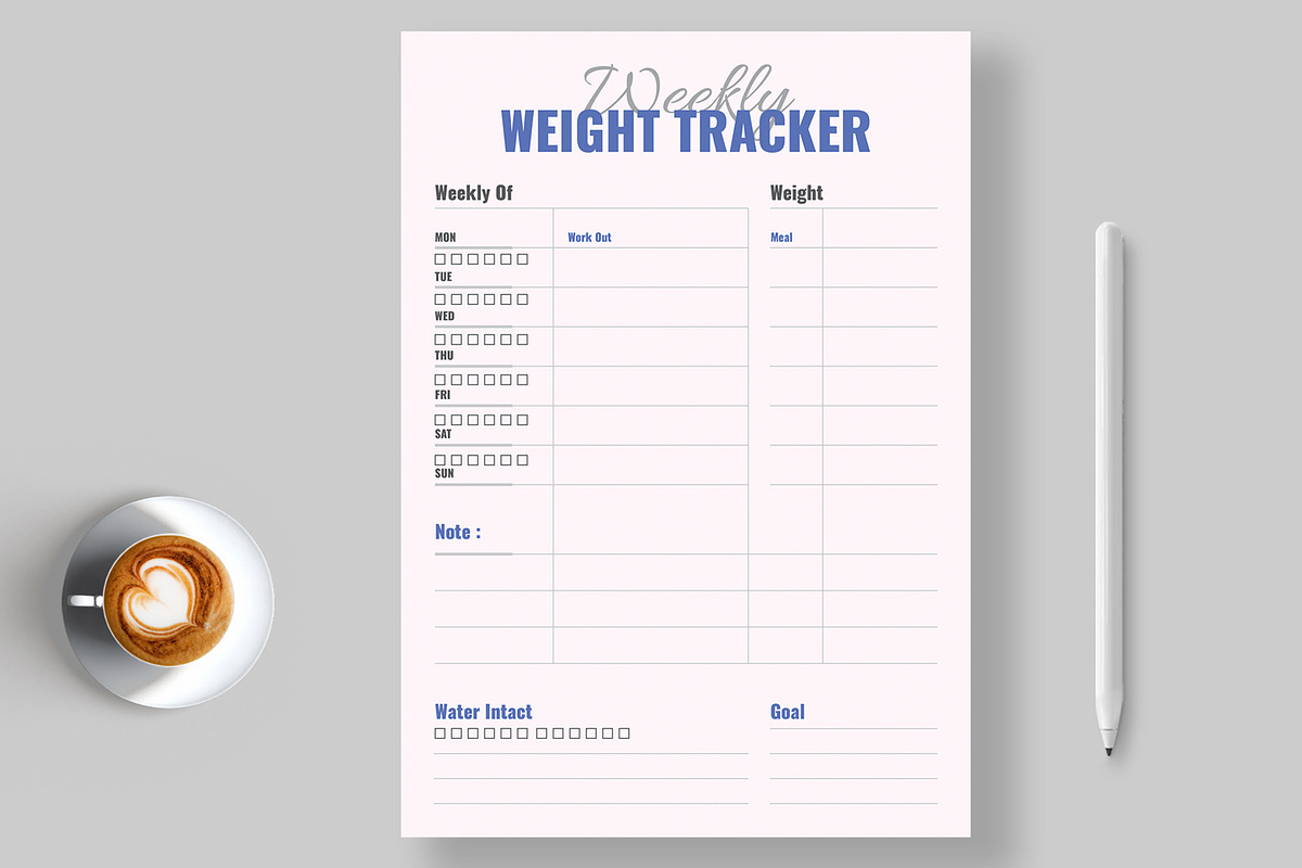 Weekly Weight Tracker for Fitness, a Stationery Template by ContestDesign (Photo 1 of 3)