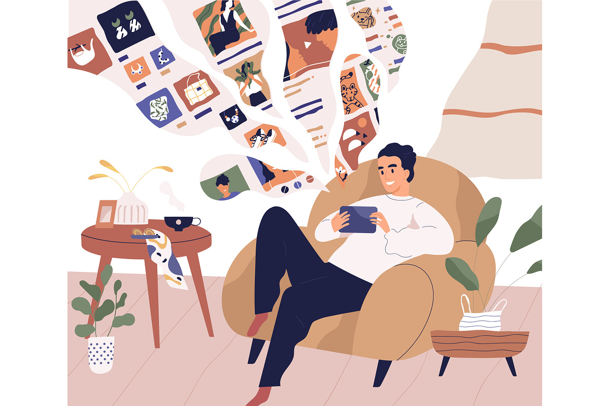 Man surfing internet on smartphone, a Person Illustration by Good Studio (Photo 1 of 4)