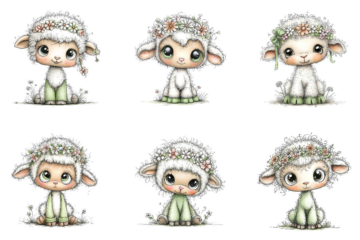 Whimsical Spring Lamb Clipart PNG, an Illustration by CreationArt (Photo 7 of 7)
