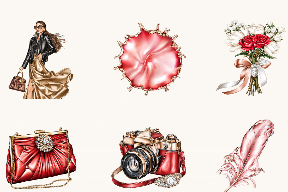Glam Fashion Christmas Clipart, a Seasonal Illustration by BusyDaydesign (Photo 5 of 9)