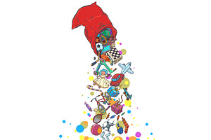 Pop Art Retro Presents fall out of, an Object Illustration by studiostoks