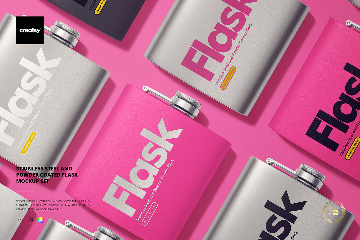 S.Steel & Powder Coated Flask Mockup, a Cups & Container Mockup by creatsy5 (Photo 1 of 9)