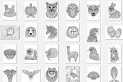 150 Animals Mandala Coloring Vector, an Animal Illustration by Blue Digital Studio (Thumbnail 5 of 9)