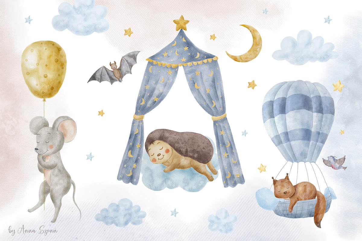 Cute Sleeping Animals., an Animal Illustration by Designwork (Photo 5 of 17)