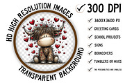 Highland Cow Valentine Clipart Png, an Illustration by Craft Nest (Thumbnail 2 of 11)