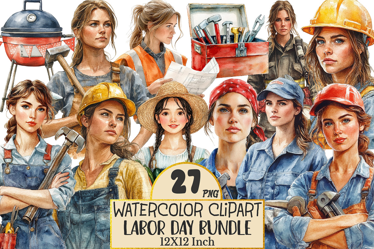 Labor Day Watercolor Clipart, a Seasonal Illustration by Rose Art (Photo 1 of 4)