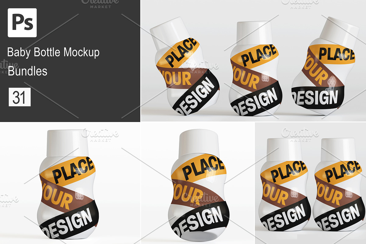 Baby bottle mockup bundles, a Cups & Container Mockup by Ambo Ampeng (Photo 1 of 32)