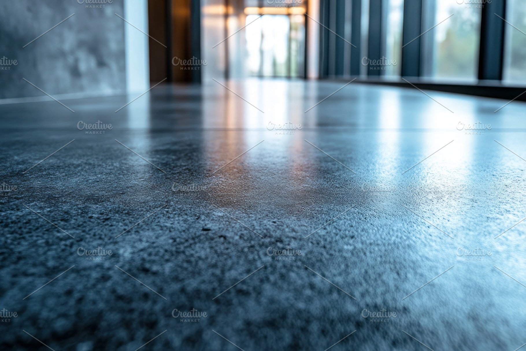 A sleek, polished concrete floor captures the modern architectural elegance of, a Background Photo by ImageMir