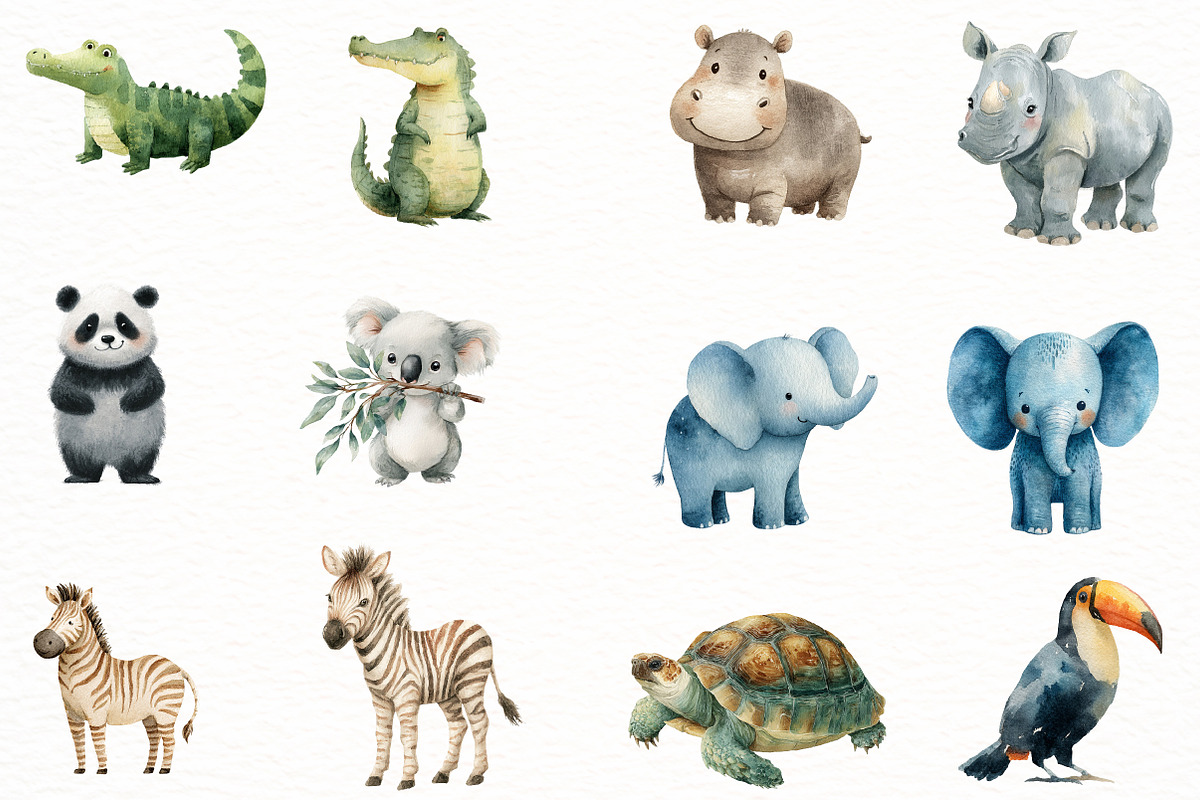 watercolor Animals clipart, an Illustration by Designworld (Photo 2 of 5)