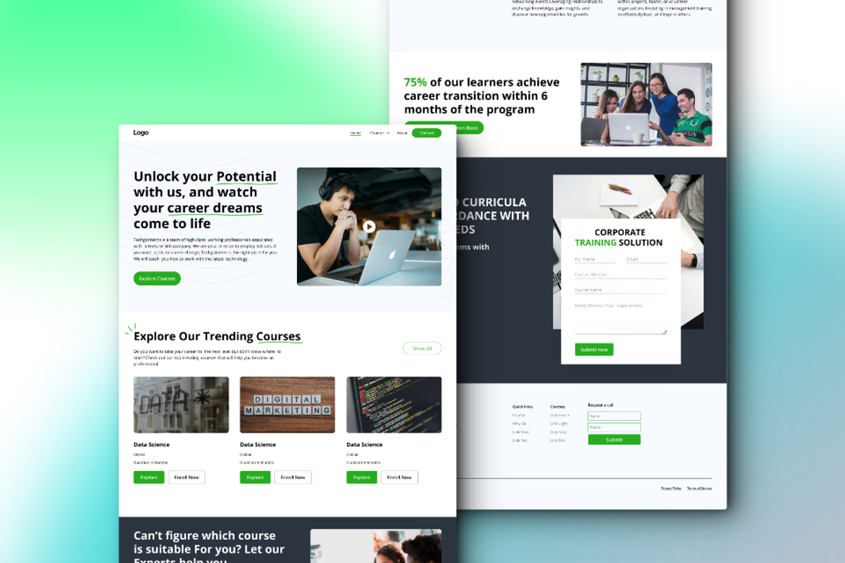 Online courses platform Webdesign, a Landing Page Template by PatelKishan2002