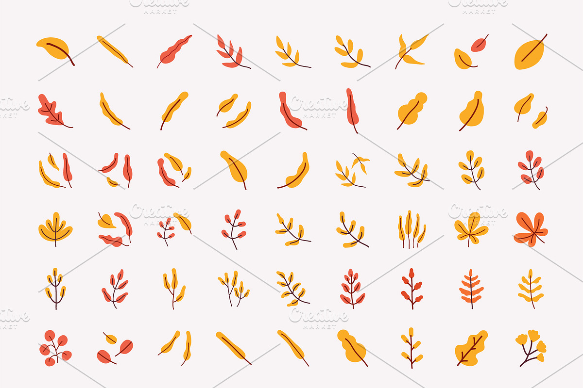 Autumn leaves and plants flat set, an Object Graphic by Vector_Art (Photo 7 of 7)