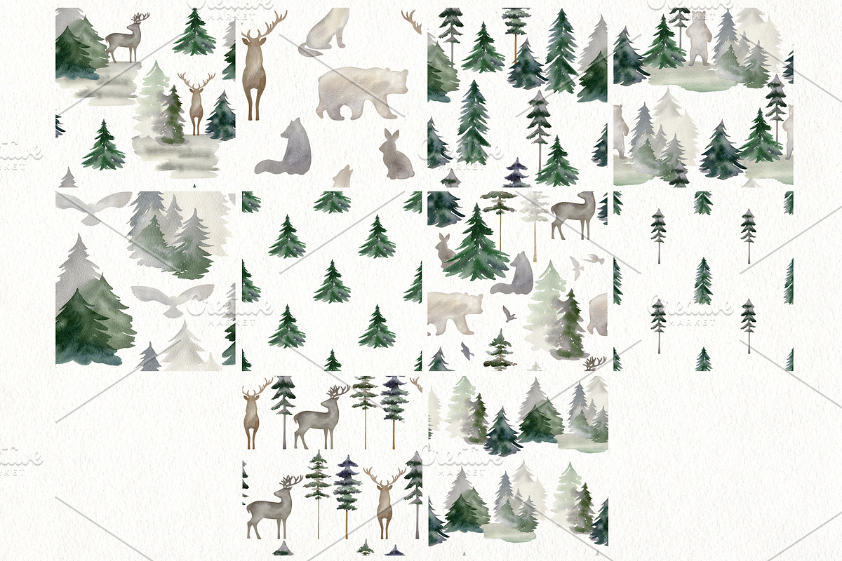 Watercolor forest., an Animal Illustration by TaPilipa (Photo 10 of 10)