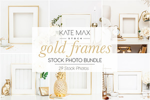 Gold Frames Stock Photo Bundle, a Print Template by Styled Stock House