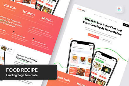 Food Recipe Landing Page, a Landing Page Template by SquidPixey