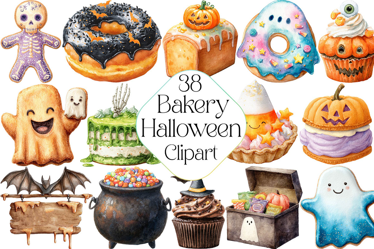 Halloween Spooky Bakery Clipart, an Illustration by DreamPrint404 (Photo 1 of 5)