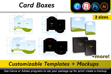 Card Boxes Mockup + Template