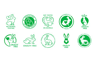 Cruelty free icons with rabbits, an Animal Illustration by Vector Tradition