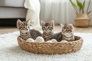 Cute purebred tabby kittens playfull, a Photo by Pavel_design