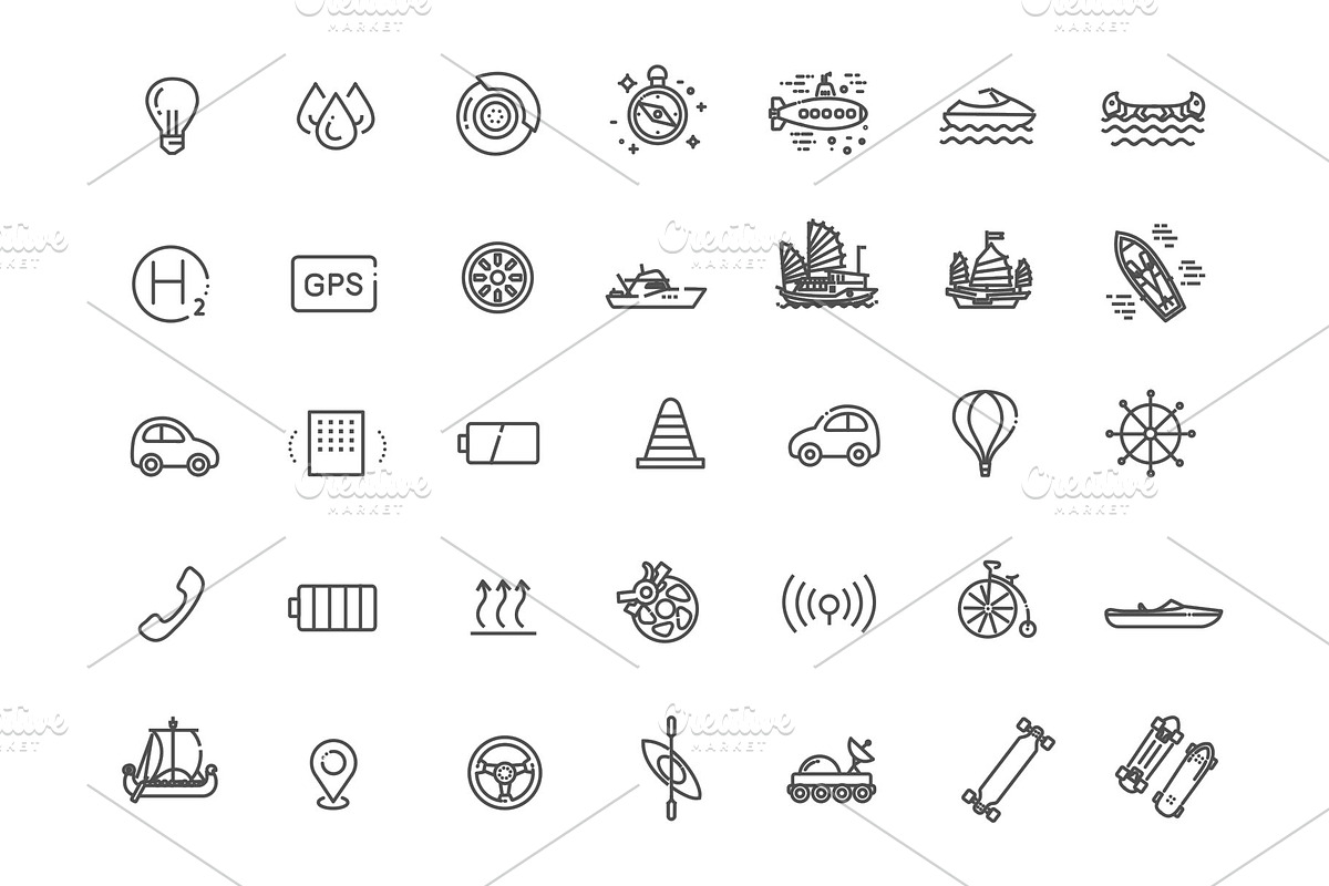 Vector Transport Icons, an Outline Icon by Tettygreen (Photo 5 of 5)