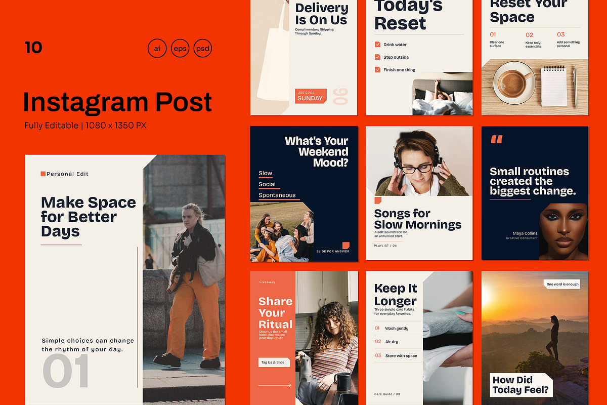 Cozy Editorial Instagram Templates, a Social Media Template by Pitchlook.Studio (Photo 1 of 3)
