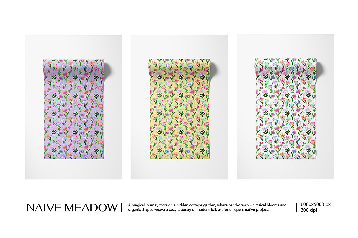 Naive Meadow – Floral Pattern, a Pattern Graphic by Alona Savchuk (Photo 3 of 7)