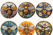 Mosaic Circular Bees Coasters, an Animal Illustration by Design Scotch (Thumbnail 3 of 10)