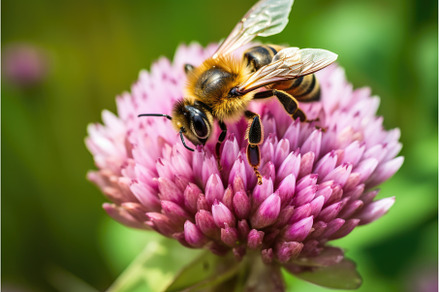 close-up of a clover flower with a, an Animal Photo by Sergey Kotenev