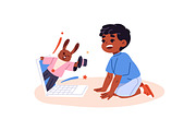 Happy, cute kids with gadgets set, a Person Illustration by PaperTrident (Thumbnail 5 of 7)