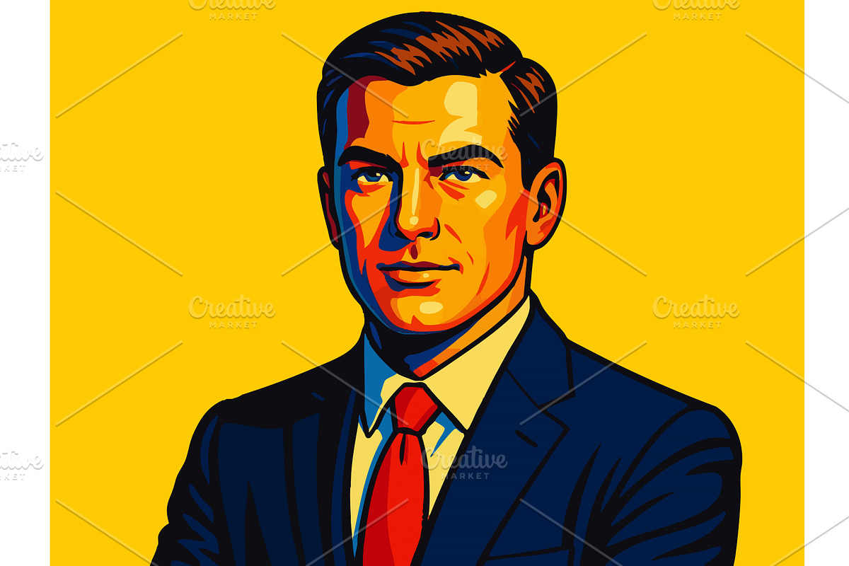 Businessman in Suit Pop Art vector, a Person Illustration by AlexArt