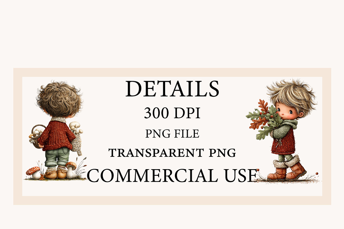 Whimsical Autumn Boy PNG Clipart, an Illustration by Designworld (Photo 5 of 9)