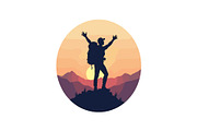 Sunset Hiking Silhouette  Bundle, an Object Graphic by yasushie (Thumbnail 16 of 16)