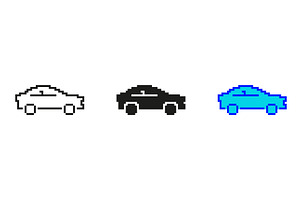 Car Pixelated Icon Set. Pixel Art, a Transportation Illustration by Gentle Studio