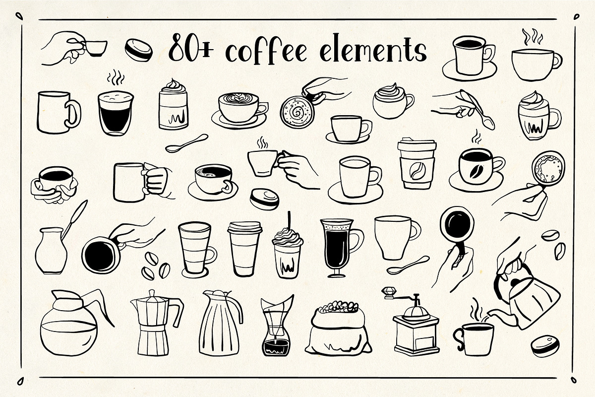 COFFEE LINE ART ILLUSTRATIONS, a Food Illustration by La Petite Line Art (Photo 3 of 12)