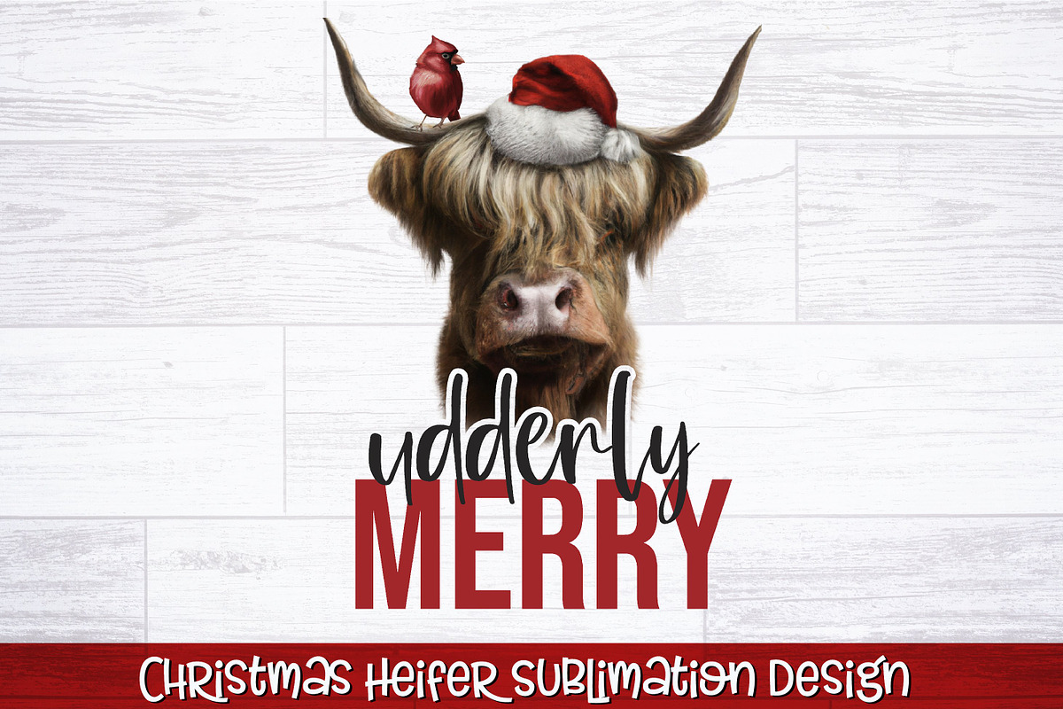 Christmas Heifer Sublimation Bundle, a Seasonal Illustration by RossiGalleria (Photo 7 of 11)