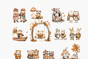 Watercolor clipart autumn friends, an Animal Illustration by Invite to Clipart (Thumbnail 4 of 6)