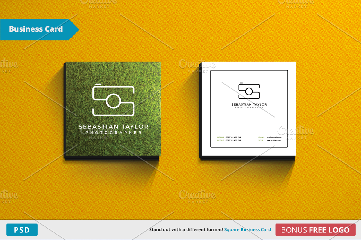 S - Square Business Card Template, a Business Card Template by SketoNeto (Photo 1 of 4)