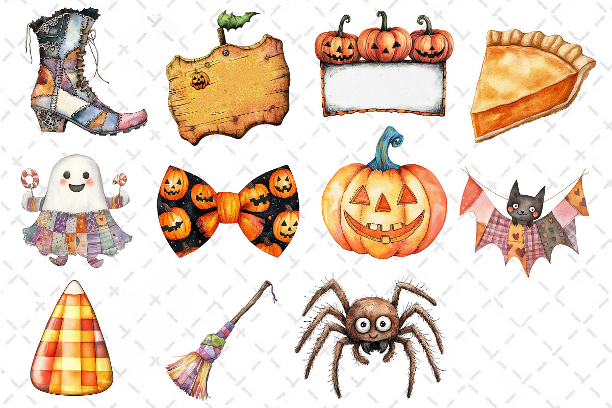 Patchwork Halloween Clipart, an Illustration by Dream Creation (Photo 2 of 4)