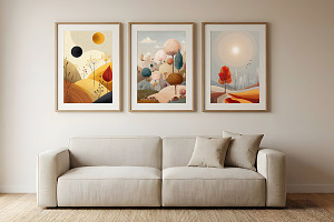 Dreamy Abstract Landscape Wall Art, a Poster Template by Pixeness Studio
