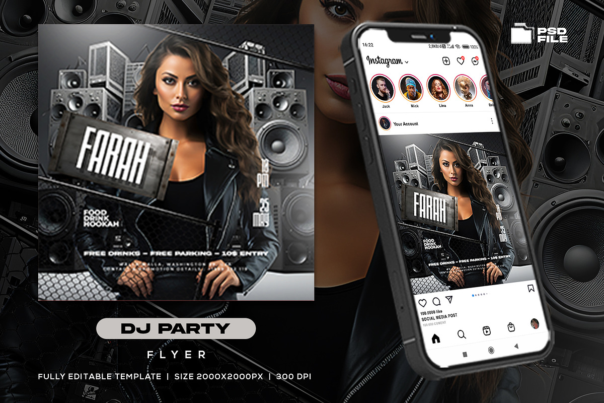 Dj Party Night Flyer Template, a Print Template by Rmbimo