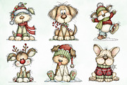 Whimsical Christmas Fluffy Dogs PNG, an Illustration by Creative Art (Thumbnail 3 of 11)