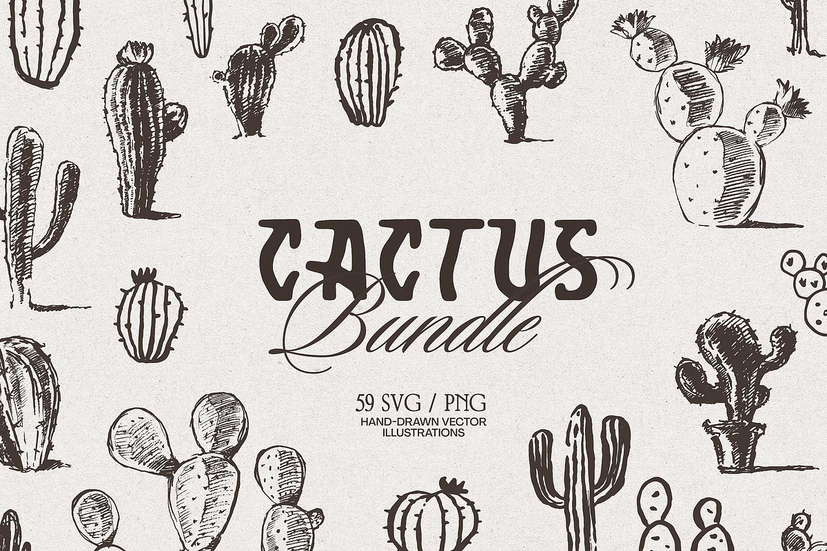 Sketch Cacti Vector Bundle, a Seasonal Illustration by TheMountBirdStudio (Photo 1 of 14)