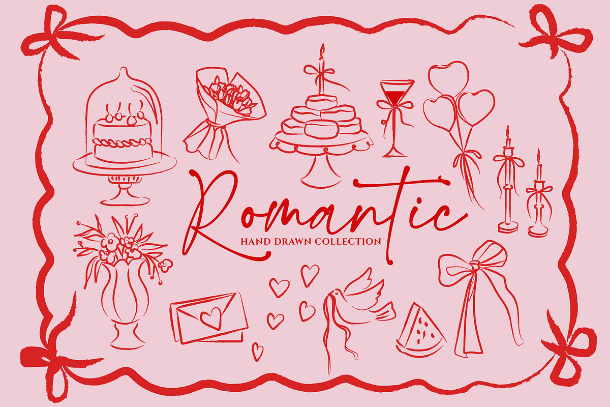 Cute romantic hand drawn collection, a Decorative Illustration by Artberriez (Photo 1 of 8)