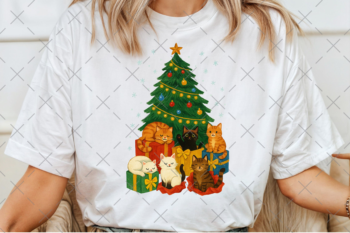 Cute Cats Christmas Tree, an Illustration by Craft Nest (Photo 4 of 6)